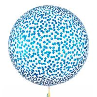 Шар Баблс 50 см с конфетти квадратики глянец синие