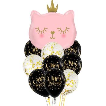 Букет С Днем Рождения Кошка в короне розовая 10 шт