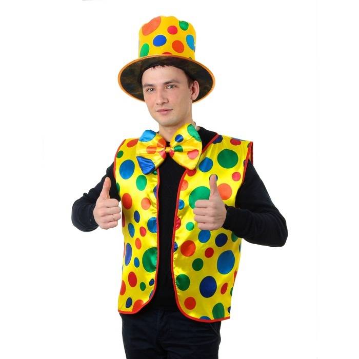 Набор клоуна. Костюм клоуна. Костюм клоуна на взрослого. Клоунский галстук.