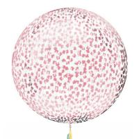 Шар Баблс 50 см с конфетти квадратики глянец розовые