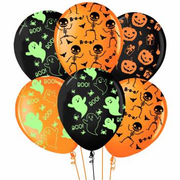 Букет из латексных шаров с рисунком Хэллоуин призрачные огни 30 см