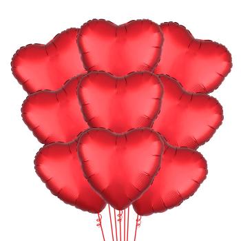 Букет из фольгированных шаров Сердце без рисунка 46 см 9 шт
