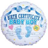 Шар Круг фольга 18" Сертификат о рождении мальчика (BL)